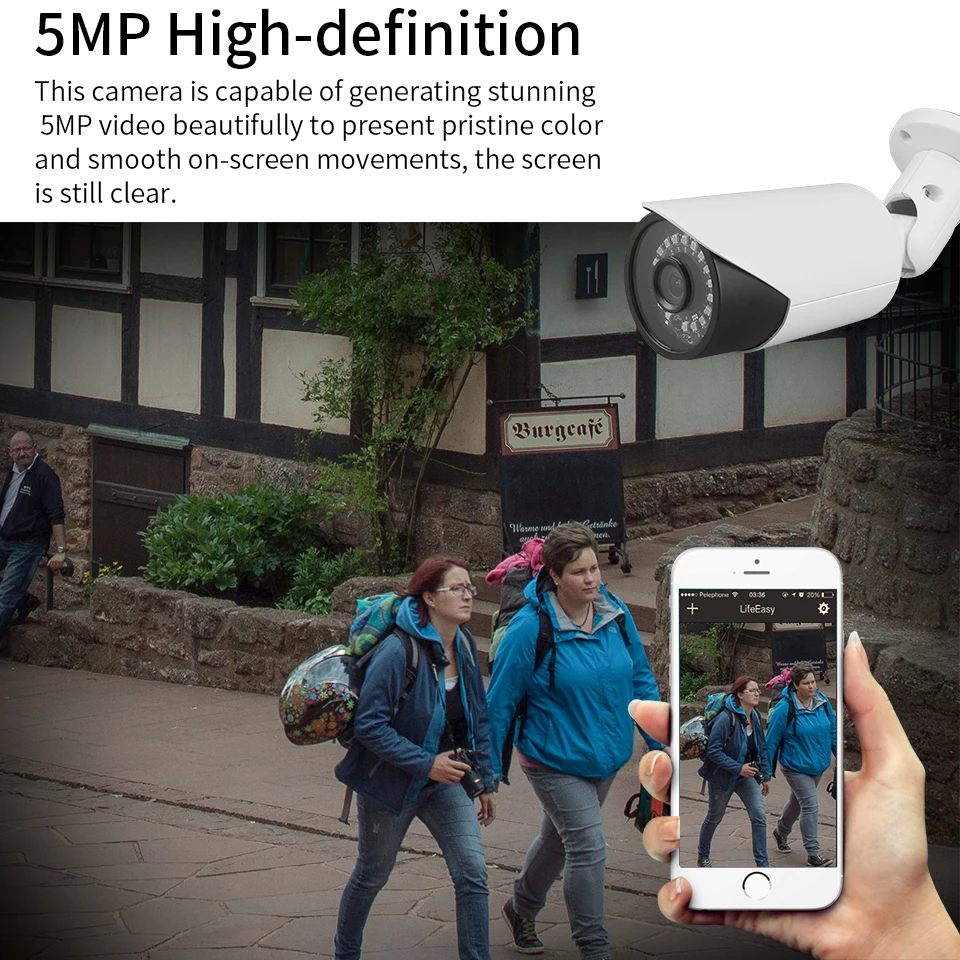 ZSVEDIO Seetong H.265 аудио 5.0MP POE IP камера Onvif P2P Металлический Корпус Наружная