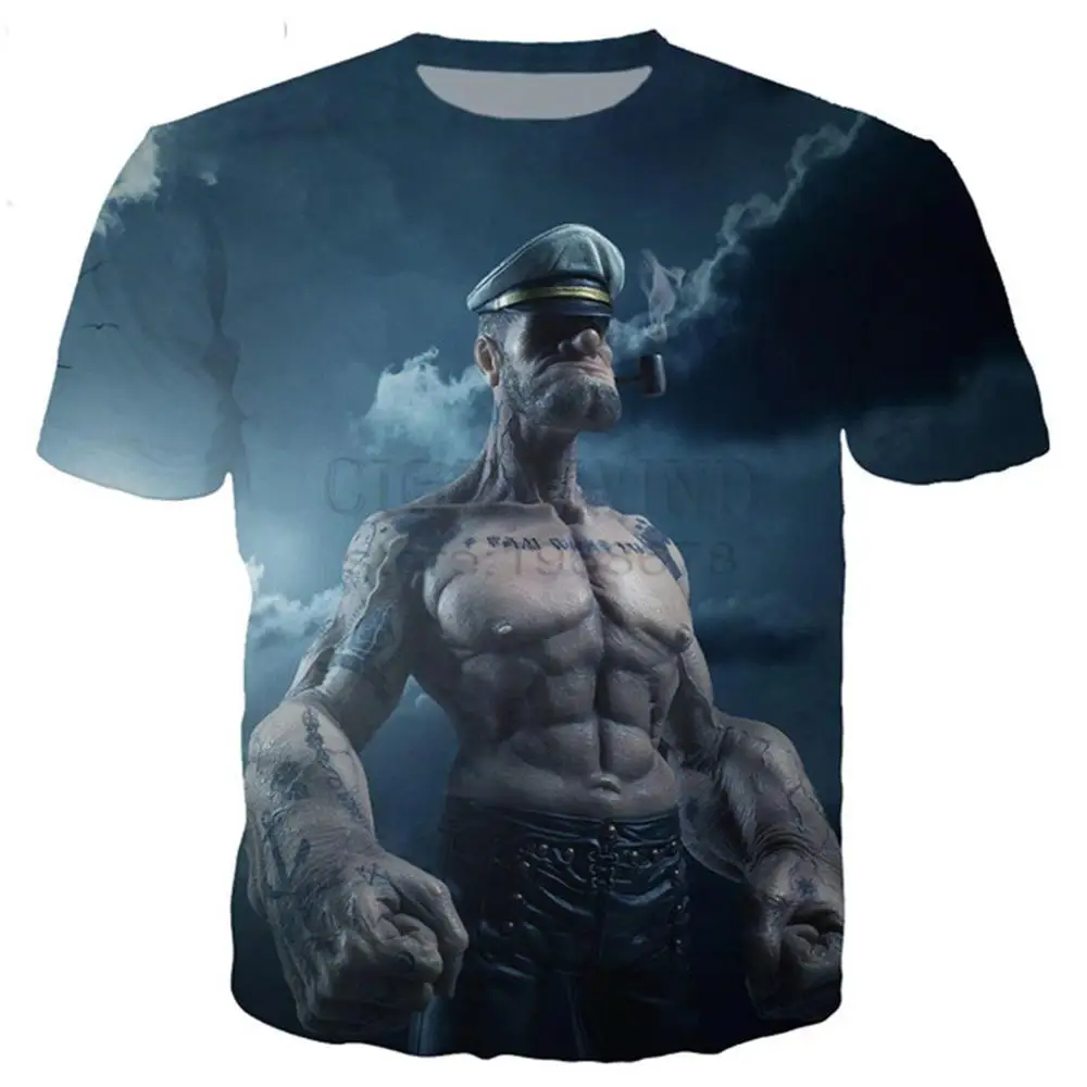 06 Новая классическая серия popeye футболка для мужчин и женщин с 3D принтом Новинка модная футболка хип хоп Уличная Повседневная летняя футболка - Color: 06