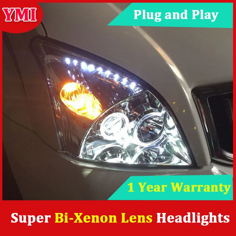 Фары YMI для Toyota Prado LC200, 2004-2009 годов, O Angel Eyes spot LED, световой поток, светодиодный дневной свет, би-ксеноновая линза, HID, ближний луч.