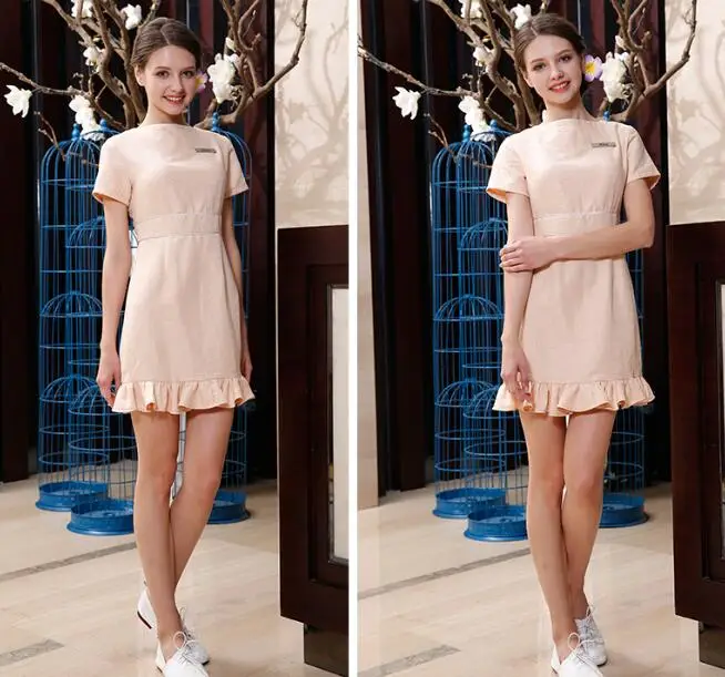 pink Новое поступление, летний женский спа косметик, рабочая одежда, униформа для салона красоты, хирургическое больничное платье, комбинезоны, облегающее медицинское платье - Цвет: pink