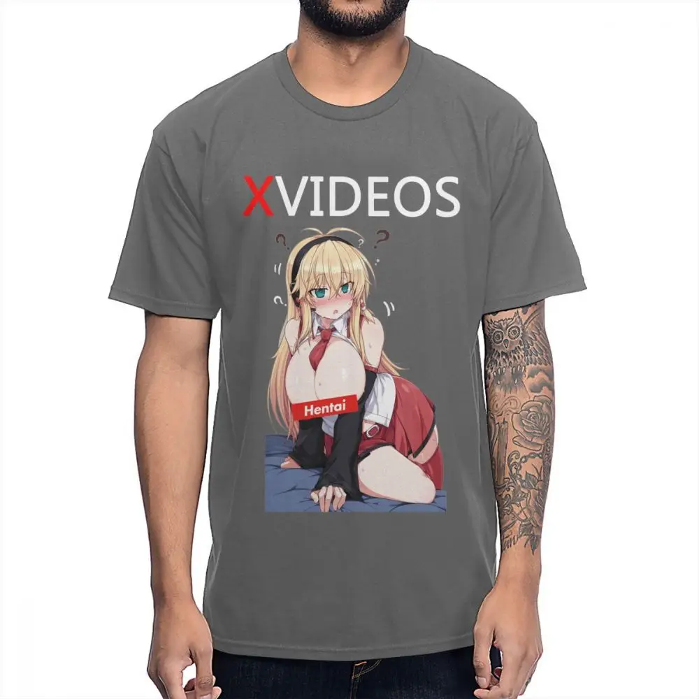 Xvideo Hentai Ahegao сексуальная девушка футболка для мужчин Новое поступление Camiseta хлопок S-6XL футболка - Цвет: Темно-серый