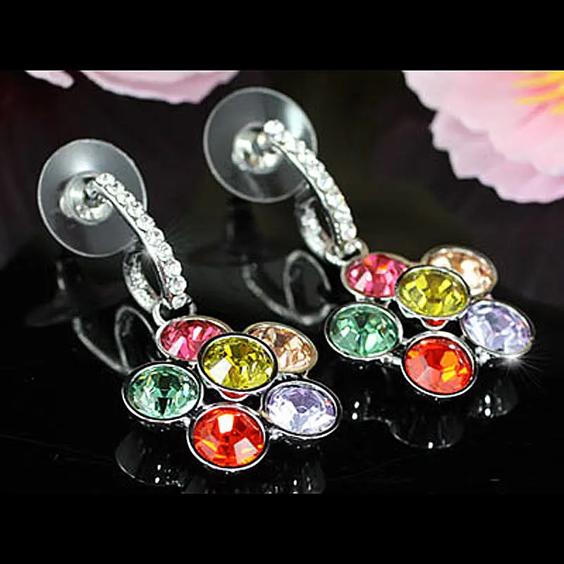 Серьги Подвески с павлиньими звездами разноцветные розовые цветочные серьги