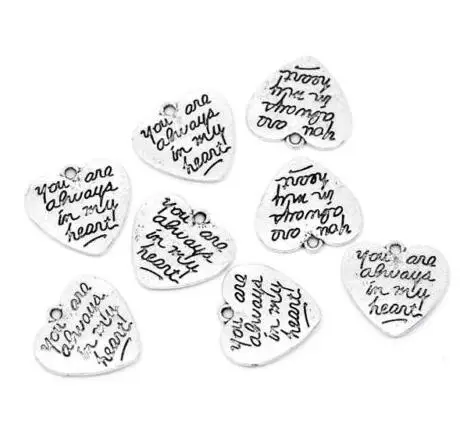 Винтажные серебряные подвески You Are Always In My Heart для изготовления ювелирных изделий