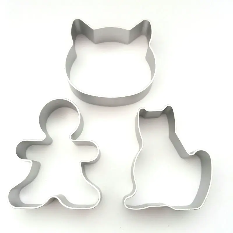 5pcs Butterfly Cat Gingerbread Man Christmas Tress Metal Cookie Cutters Aluminium Alloy Biscuit Mold Cake Decorating Tools | Дом и сад