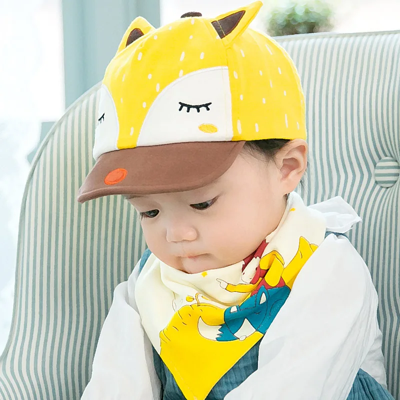 Newborn Baby Baseball Caps Boys Hats Bib Children infant gorras head beanies bebes kids Cap with bibs Headwear bonnet enfant | Детская