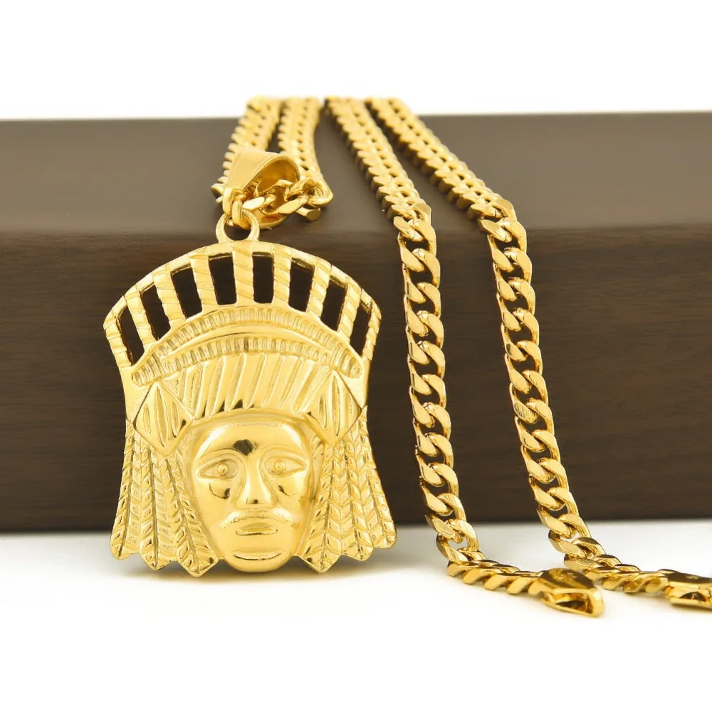 CY & CM мужские панк цинк золотистый сплав Iced Out 3D выдалбливают индийский главный