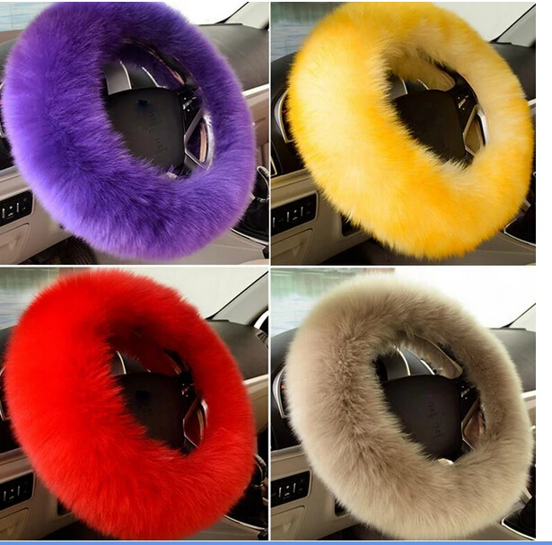 

3pcs Winter Steering Wheel Covers Wool Heated Steering Wheel Cover Plush Covers