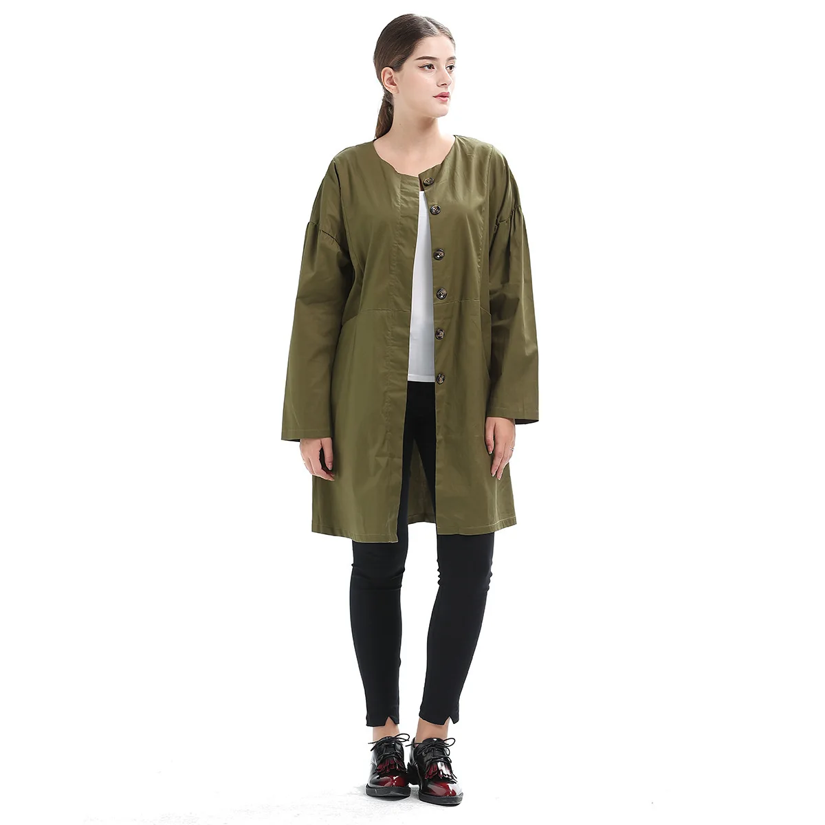 

Denim Trench Coat Cotton Casual Lace Full Real Casaco Feminino 2018 Spring New Neck Buckle Windbreaker Loose Coat Woman Tide