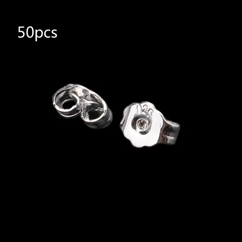 50Pcs S925 Silver Plated Butterfly Clutches Earrings Back Secure Jewelry Finding | Серьги