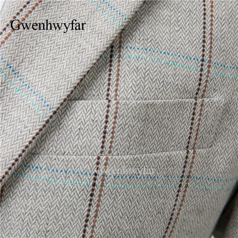 Мужской теплый костюм gwinhwyfar Формальные вечерние костюмы смокинги в клетку с