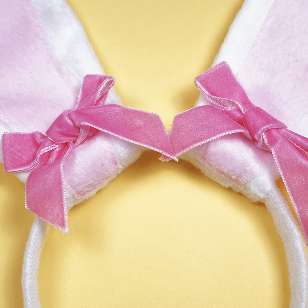 

Eraspooky Easter cosplay Pink Bunny Ear Nose Set Halloween costume accessories women Animal Adult Rabbit Costume