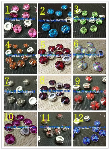

10mm 100pcs Round Crystal Glass Rivoli Back beads Rivoli Crystal Rhinestones