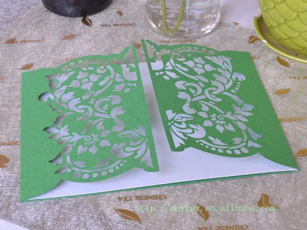 100 шт./лот Новогодние украшения! Пригласительные ворота с лазерной резкой зеленые