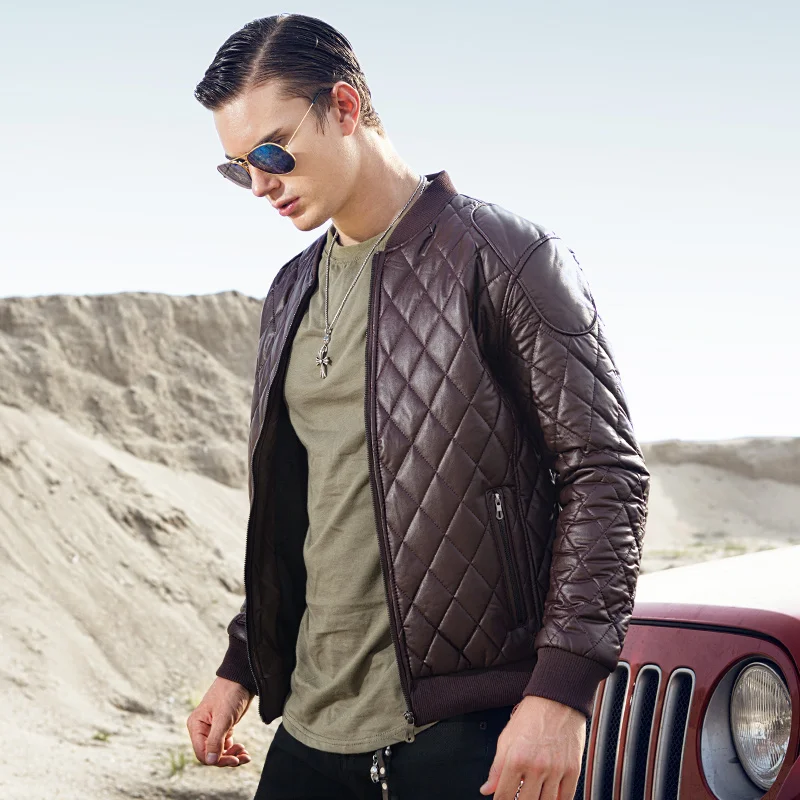 Argyle jaket для мужчин повседневное кожаная куртка Slim Fit Толстые кожаная бейсболка пальто дери ceket jaqueta de couro chaqueta hombre