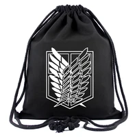drawstring bag of anime attack on titan string backpack men women shoulder bag sport storage bag