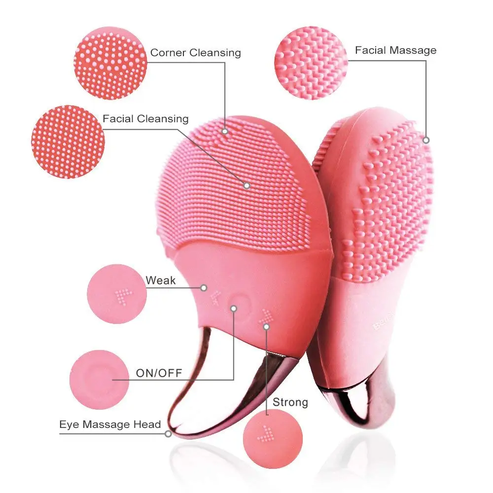 Электрическая Очищающая щетка для лица Sonic Vibration Face Cleaner силиконовая Глубокая