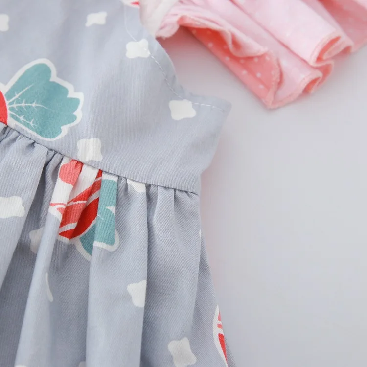 Sweet Kids Girls Ruffles Print Cute Caroot Dots Pink Color Summer Dress Princess Korean Fashion Children | Детская одежда и обувь