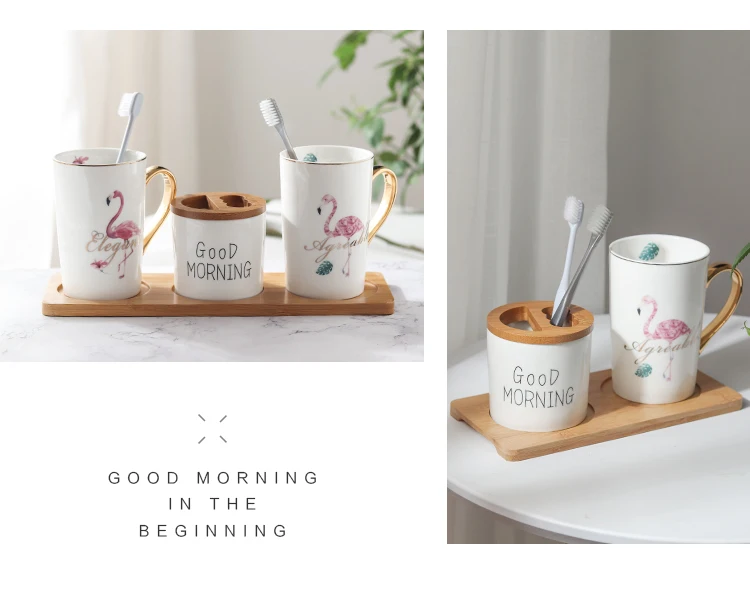 NEWYEARNEW Фламинго один аксессуар или набор для ванной Tumblers стаканчик для зубной щетки спринцовка любовник Купер Валентина Свадебный подарок