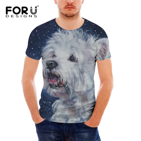 FORUDESIGNS/футболка с принтом немецкой овчарки, мужская летняя футболка с круглым вырезом, черная Повседневная дышащая мужская футболка с коротким рукавом - Цвет: H3520CF