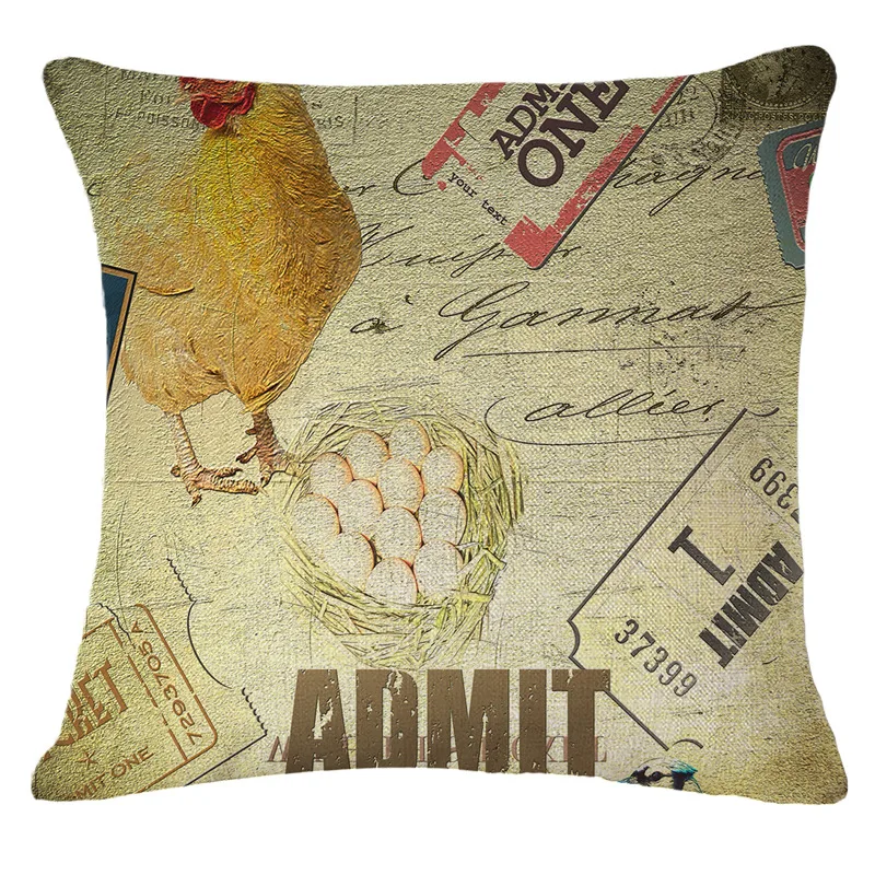 Pillow Cover with Invisible Zipper Vintage Cock Pillowcase for Sofa Rooster Cushion Luxury Gift almofada cojines KDT1897 | Дом и сад