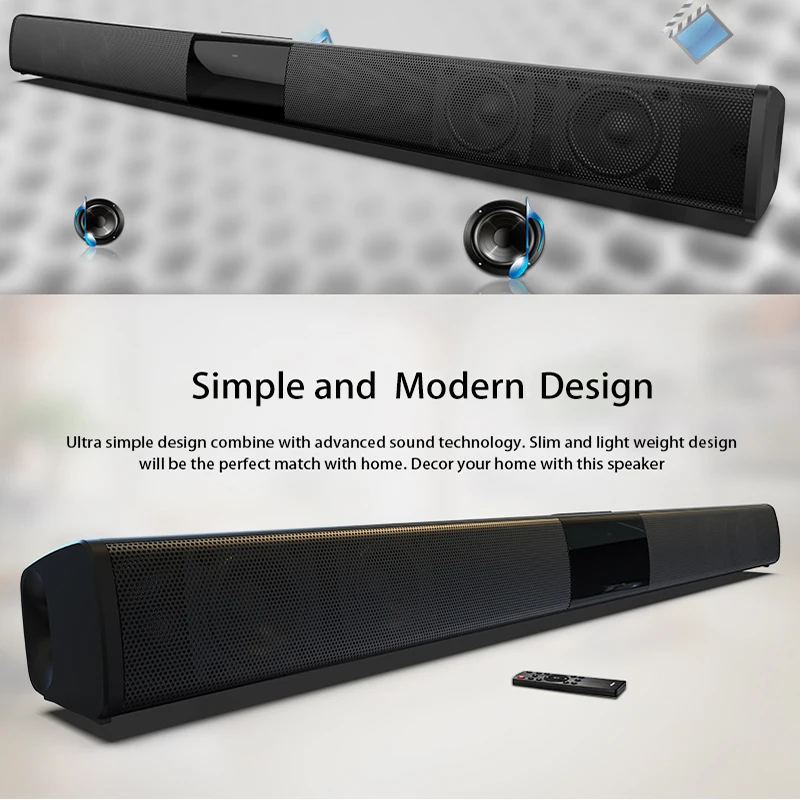 20 Вт звуковая панель Bluetooth Саундбар колонка двойной сабвуфер динамик аудио