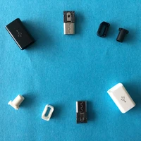 10pcspack yt2155y micro usb 4pin male connector plug whiteblack welding data otg line charging cable diy assembled