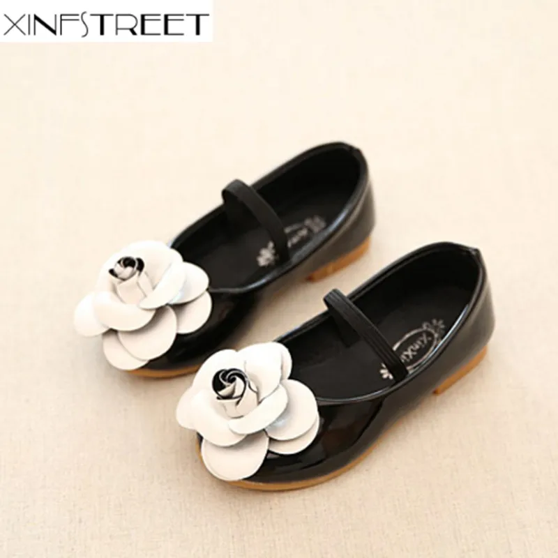 Xinfstreet Girls Shoes Flower PU Leather Princess Nice Baby Kids Designer For Size 21-36 | Детская одежда и обувь