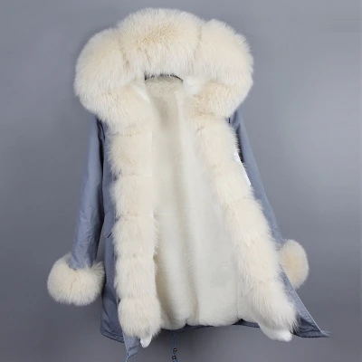 OFTBUY парка, зимняя куртка, женское меховое пальто, Воротник из натурального Лисьего меха, толстые теплые длинные парки, Большая Меховая парка, верхняя одежда, Новинка - Цвет: 13