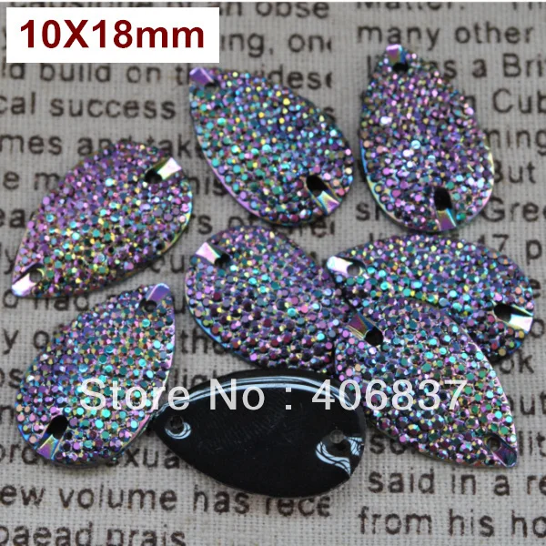 

Free Shipping, 100pcs/Lot, 10*18mm Bling-star Lavender AB sew on resin stones flat back sew on teardrop beads
