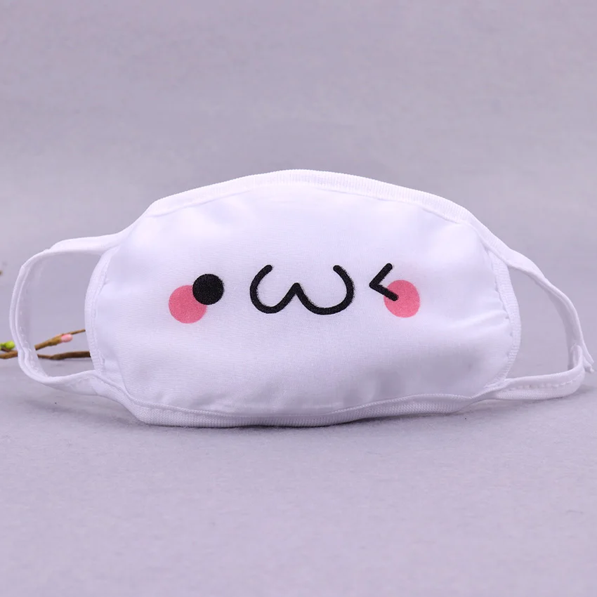 1 шт., Kawaii, противопылевая маска, хлопковая маска для рта, милая, аниме, мультяшная маска для лица, смайлик, маски - Цвет: 19