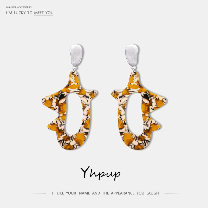 Модные Акриловые Асимметричные геометрические брендовые висячие серьги Yhpup