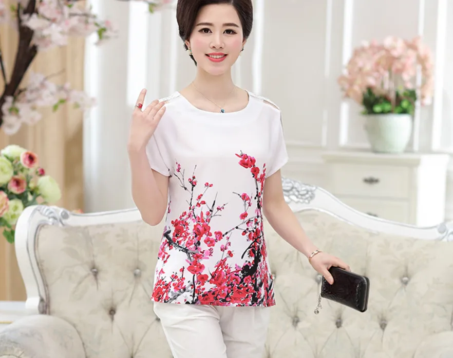 Chiffon blouses 2017 new women summer blouse shirt vintage floral Print casual tops blusa camisas chemise femme plus size 4XXXXL |