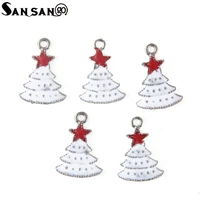 10pcs christmas series enamel art oil drop red star christmas tree small pendant charms for necklace diy jewelry