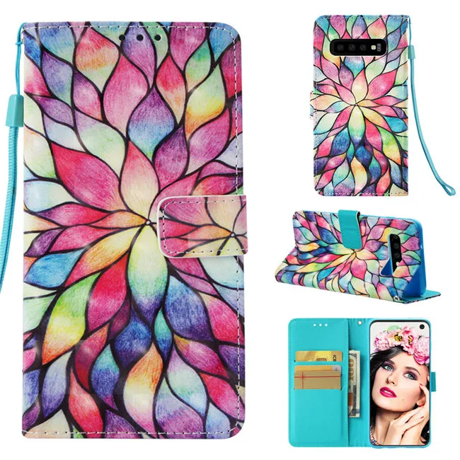 Pattern 12 Чехол для телефона для samsung Galaxy S10E S10, чехол-книжка из искусственной кожи на магните, чехол-кошелек для samsung Galaxy S10 Plus S 10, чехол-крышка - Цвет: Pattern 12
