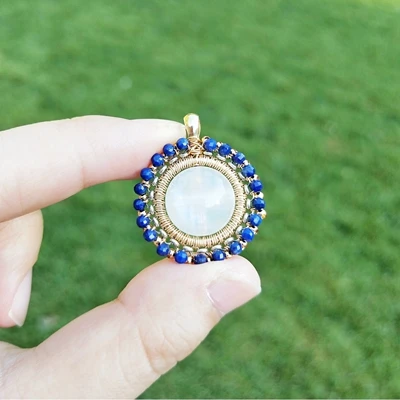 Moonstone Серия LII Ji Planet Натуральный Камень Кианит лунный камень Charoite жемчуг кулон S925 серебро ручной работы двойной цвет кулон - Цвет камня: Moonstone