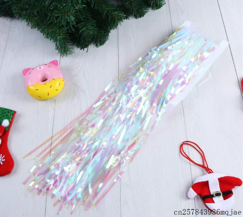 50 шт. блестящие занавески для дождя цвета радуги металлическая бахрома из фольги