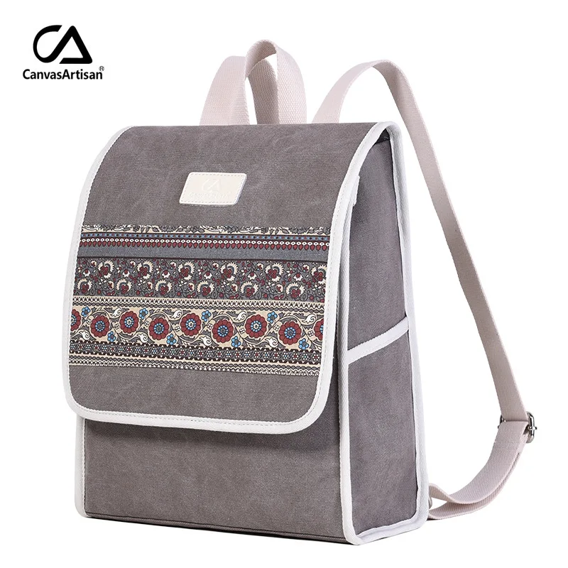 

Canvasartisan New Women's Canvas Backpack Retro Style Floral School Bookbag Laptop Backpacks Bags Female Casual College Daypack