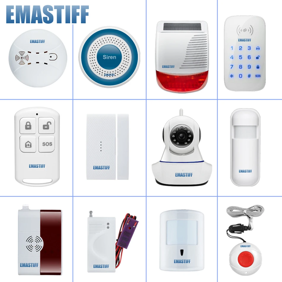 EN RU ES PL DE TFT дисплей экран беспроводной домашней безопасности Wi-Fi GSM сигнализация SMS приложение дистанционное управление RFID карты Arm Disarm
