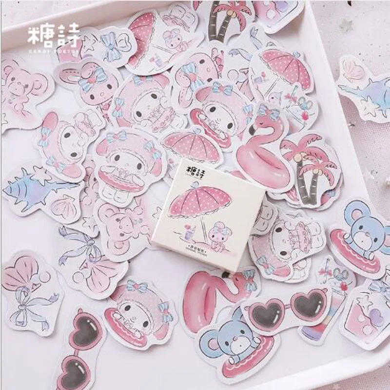 Hot Sale Seaside holiday Decorative Stickers Adhesive DIY Decoration Diary Japanese Stationery Gift 45 pcs/box | Канцтовары для