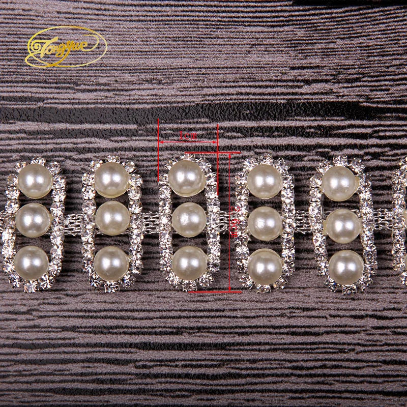 1 ярд Золотой Серебряный бисерный жемчужный горный хрусталь отделка свадебный