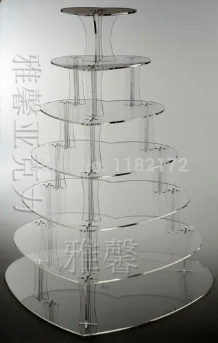 

7 Tier Heart Shape Beautiful Acrylic Cupcake Stands Party / Wedding / Festival Supplies Cake Display Shelf wedding decoration
