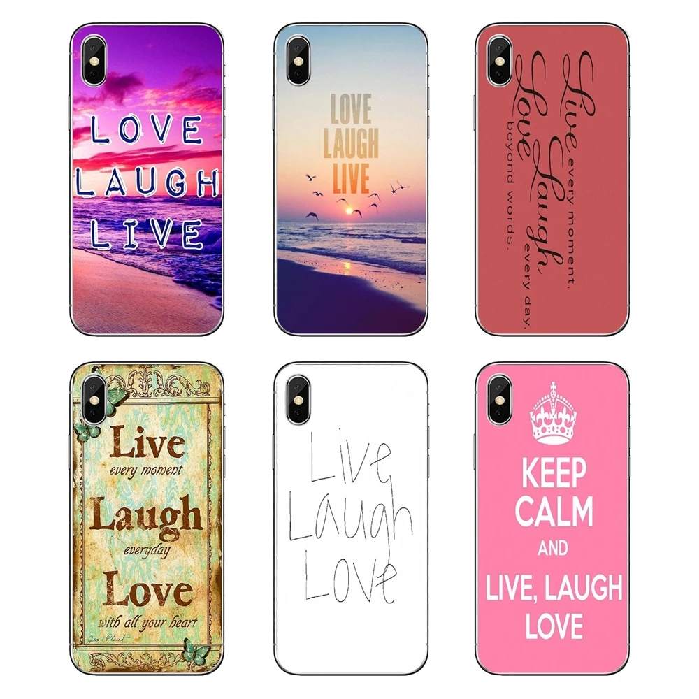 For Samsung Galaxy Note 8 9 S9 S10 A8 A9 Star Lite Plus A6S A9S Soft Transparent Cases Covers Love. Laugh. Live Life Quote Print |