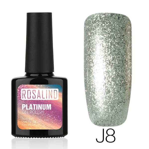 RBJ08 Розалинд гель 1 s 10 мл Лак для ногтей Shimmer Soak off ногтей Платиновый УФ светодио дный ногтей Гель-лак Блеск длинные стойкий гель-лак - Цвет: RBJ08