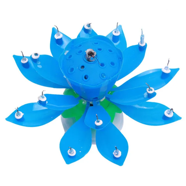 Электронный музыкальный светильник в форме свечи Lotus Flower вращающийся для подарка