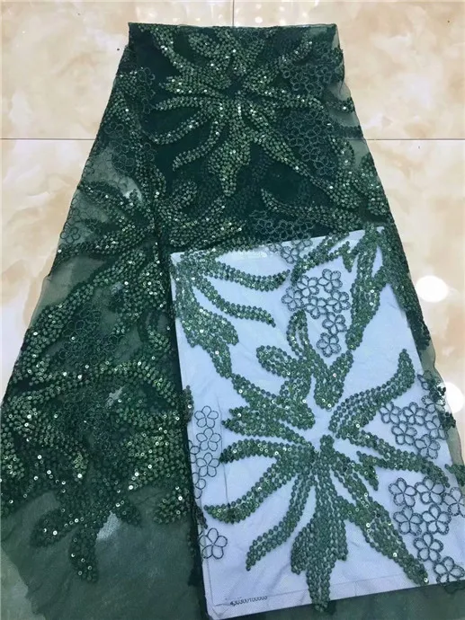 Latest african net lace fabric high quality tulle with Sequins Nigerian French latest 2018 red green | Дом и сад