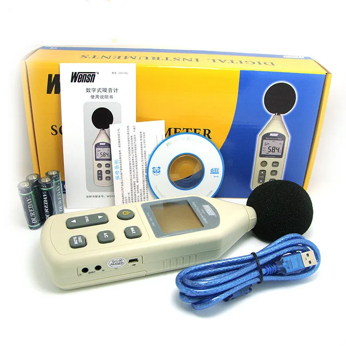 Цифровой измеритель уровня звука Тестер давления 30-130dB децибел USB измерение шума