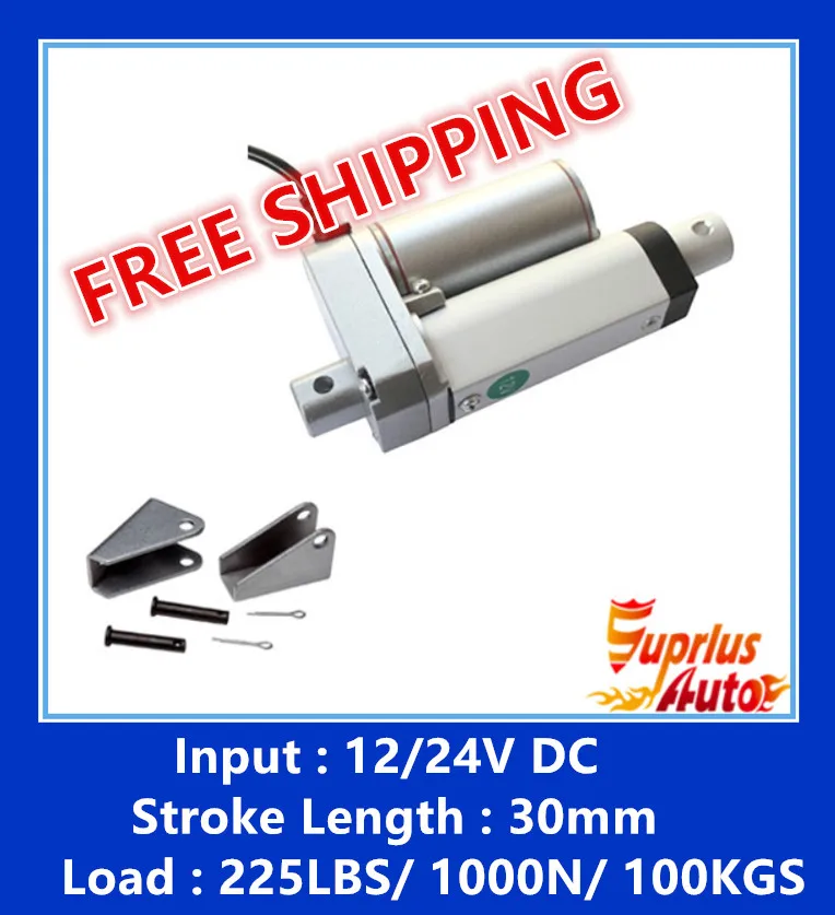 

Бесплатная доставка, миниатюрный линейный привод 30 мм 12 В, электрический линейный привод s, максимальная нагрузка 1000 Н/100 кг/225 фунтов