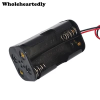 high quality battery holder 1 5v for 4 x aa batteries black plastic storage box case dual layers with wire lead