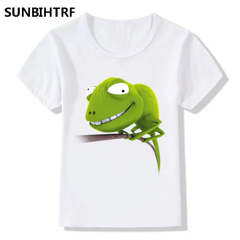 2018 Детские Забавные футболки с рисунком хамелеона летние топы для больших