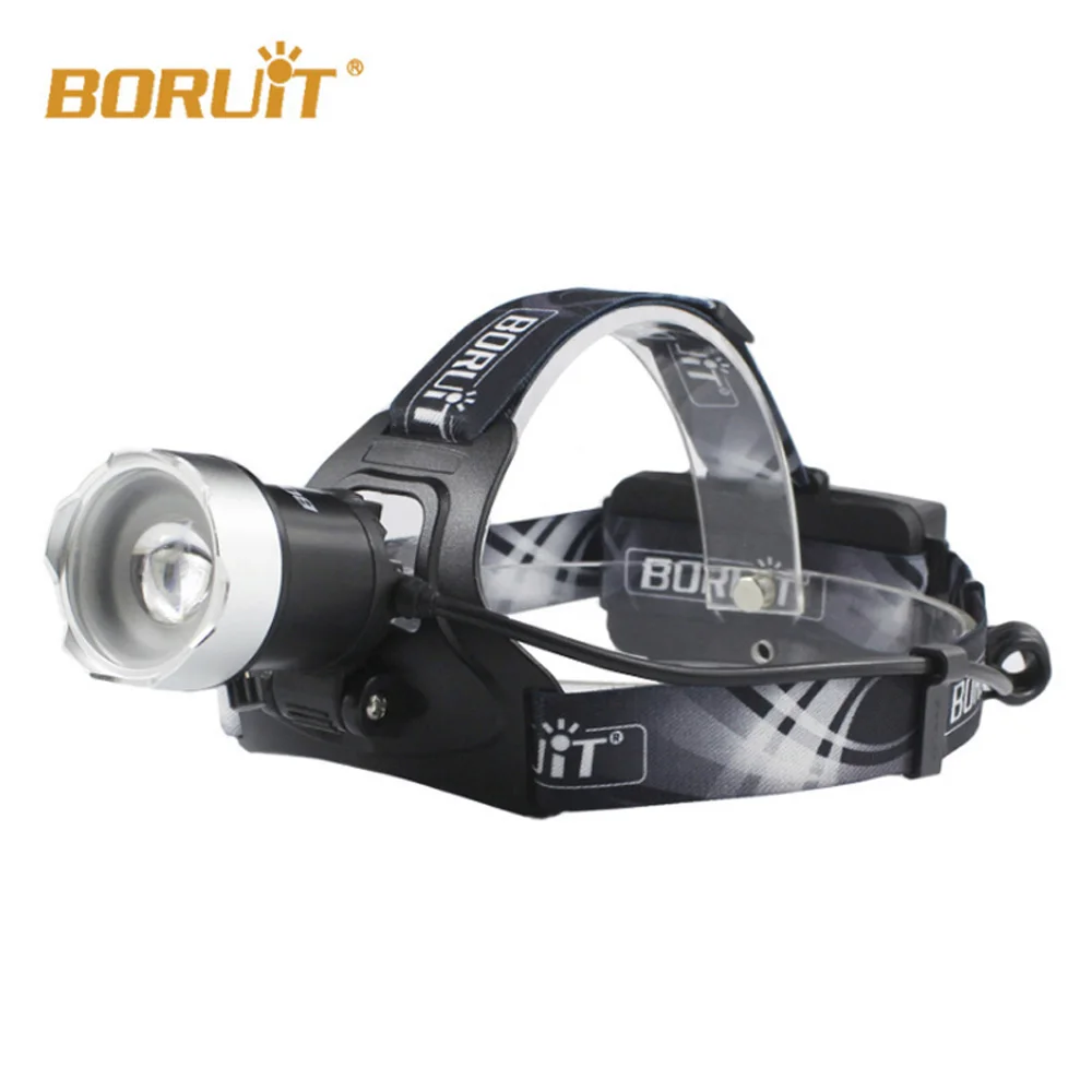 A black no battery Boruit налобный фонарь с зумом B13 светодиодный Перезаряжаемые налобный Регулируемый светильник с 3 режимами водонепроницаемые фонари 1200LM XM-L2 Мощность с берега - Испускаемый цвет: A black no battery